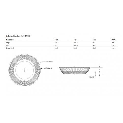 Reflector High Bay 310MM 60D